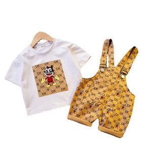 Nieuwe zomer babykleding baby meisjes jongens katoen t shirt cartoon slabib broek 2psc/sets kinderen kinderen pakken 0-5 jaar