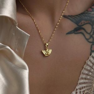 Collier d'été en acier inoxydable plaqué or 18 carats, sans ternissement, pendentif ange cupidon, bijoux étanches pour femmes, nouvelle collection