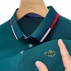 Nieuwe Zomer Grote Geborduurde Polo Shirt Mannen Hoge Kwaliteit Mannen Korte Mouw Ademend Top Busin Casual Polo-shirt Voor mannen R5RD #