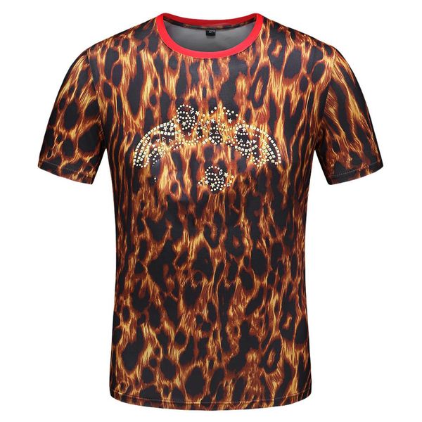 Nueva camiseta con estampado de leopardo de verano para hombre, camiseta de algodón Hip Hop para hombre, moda informal ajustada, ropa de manga corta para hombre