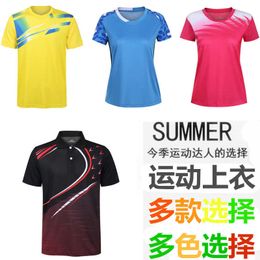 NUEVO verano hombres y mujeres camisa de bádminton camiseta corta camiseta Top Sapa de la solapa Tenis Casual ropa deportiva Sweat Absorbing y transpirable