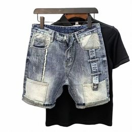 NOUVEAU ÉTÉ COMMISSE MEN'S COMPARTEMENT MEDI KPOP Y2K DESCRIPTION STREETWEAR SOLID BOITURE Vintage Ripped Jeans Shorts de jean E5GK #