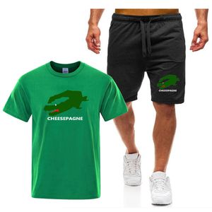 Nieuwe zomer heren bedrukte T-shirt broek pak sportkleding 2-delige merk sportkleding o kraag korte mouwen losse herenkleding