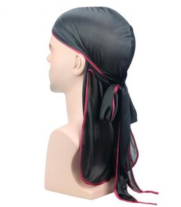 Nieuwe zomermannen vrouwen satijn durags bandana tulband pruiken mannen zijdeachtige durag headwear yog gym hoofdband piraat hoed haaraccessoires