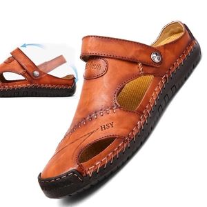 Nouvelles sandales pour hommes d'été Sandales en cuir authentiques mocassins Chaussures douces Sandales pour hommes Sandales Bohemia Taille 38-48 Vente chaude