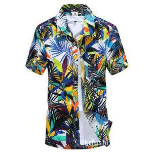 Nuevo verano para hombre de manga corta camisas hawaianas de playa camisas florales casuales de algodón ropa para hombre Fashion2747