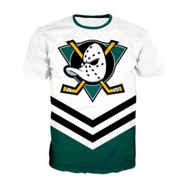 Nouvel été Mighty Duck Funny Impression 3d T-shirt Hockey sur glace Film Top Stick Hockey sur glace Pad Casque T-shirt à manches courtes G1203