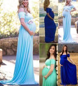 Nouveau été enceinte enceinte de l'épaule solide femme dentelle maxi longue robe maternité robe Po Shoot Shoot Sexy Dress8640372