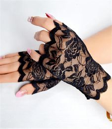 Nouveau été marin danse longue sans doigts femmes Sexy dentelle gants dames demi doigt résille gants chauffé maille mitaine H j5942673