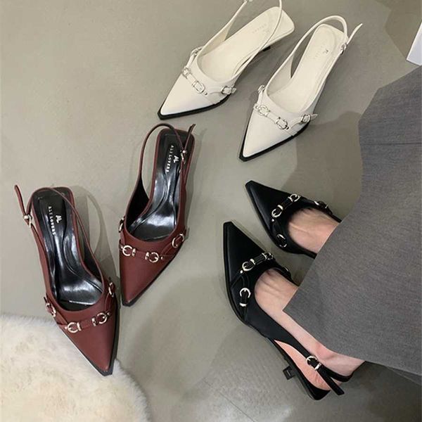 Sandales d'été à talons hauts pointus pour femmes, chaussures simples, Slim, françaises, à bout élégant, nouvelle collection printemps-automne, 240228