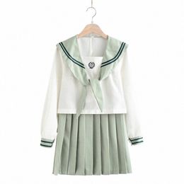 Uniformes d'été à manches courtes/lg, uniforme d'école japonaise pour femmes et filles, costume de marin vert Matcha, ensembles jupe plissée, 1496 #, nouvelle collection
