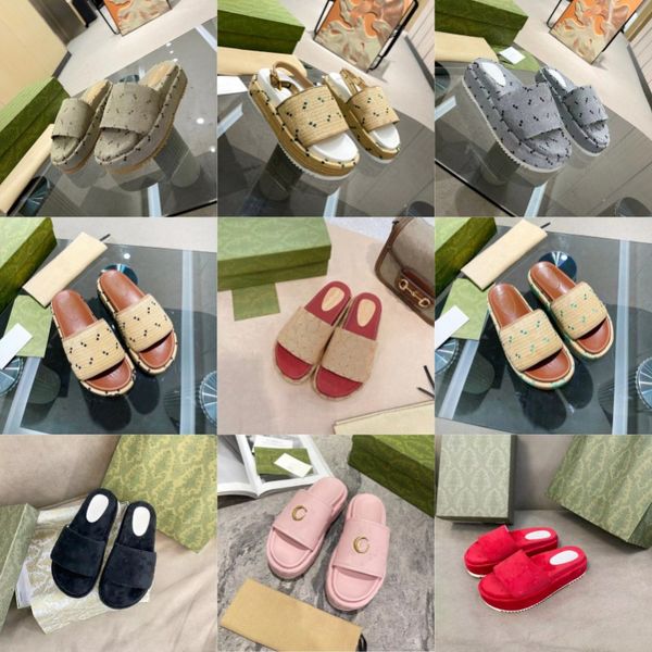 Nuevas zapatillas de verano Zapatos de playa para mujer Sandalias de diseñador superior Zapatos de plataforma cómodos para exteriores Pisos de talla grande Sandalias bordadas de moda Sandalias con estampado de cuero suave