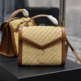 Nouvelle paille d'été Cassandra mini sac haut manche de luxe concepteur de luxe pivotant en métal sac à bandoulière mode femme shopping décontracté sac à bandoulière sac à bandoulière