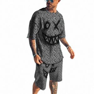 Nouvel été Streetwear Ensemble pour hommes Vêtements de sport surdimensionnés pour hommes T-shirts imprimés en 3D Shorts Vêtements pour hommes Fi Ensembles J5q3 #