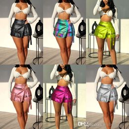 Nieuwe zomer streetwear vrouwen shorts rokken hoge elastische onregelmatige multi-pocket werkkleding a-lijn lange broek rok 6 kleuren kleding