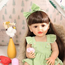 Nouveau style d'été All silicone pastoral Green Grid 22inch Doll Reborn Baby Lovely Dolls Kids for Birthday Gift Toy