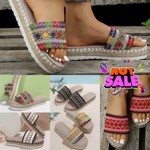 Nouveau Summer Wedges Pantoufles Femmes Plate-forme Talons Hauts Flip Flop Dames Femmes Chaussures De Plage En Plein Air Tressé Chanvre Corde Wedge Slipper taille 35-43