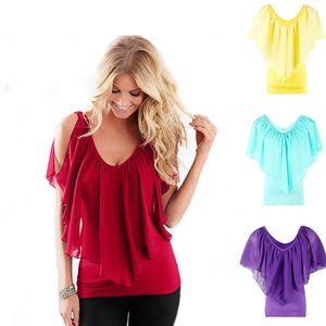 Nieuwe Zomer Dames Plus Size 3XL T-shirts Losse Casual V-hals Chiffon Blouse Vrouwelijke Bat Sleeve Shirts Crop Tank Tops Tee Shirts Y0622