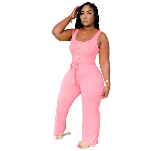 Nouveau été femmes grande taille combinaisons 3XL 4XL sans manches solide barboteuses décontracté saut costumes noir jambe large pantalon beau débardeur salopette 5004