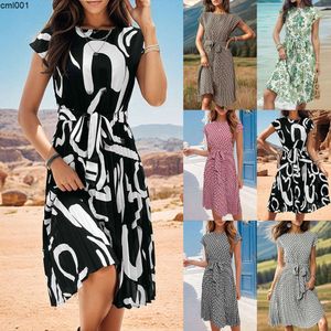 Nouvelle robe plissée imprimée à la mode pour femmes d'été