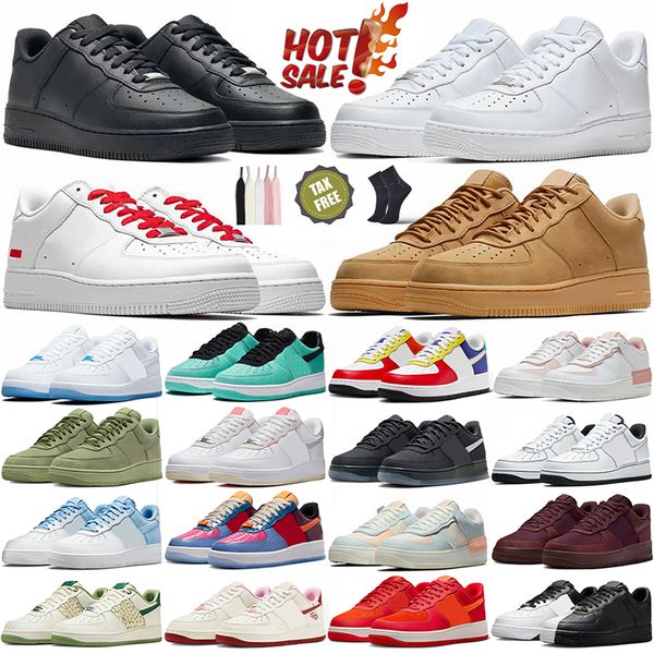 Zapatos casuales de diseñador AF1 AF1S Force1 1S Triple Blanco Negro Bajo Utilidad Trigo Para mujer Para hombre Fuerzas para correr al aire libre Zapatillas deportivas Entrenador