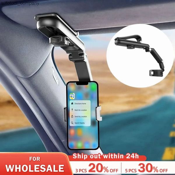 Nouveau support de téléphone pare-soleil pour voiture multifonctionnel 360 rotatif support de téléphone portable pare-soleil avec IPhone/Samsung/Android