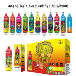 NIEUW SUNFIRE 9000 PLUFT Wegwerp Vapes Oplaadbaar 600 mAh 18 ml Vapers Pod 0% 2% 3% 5% 10 Flavours Puff 9K Bar met OEM -service