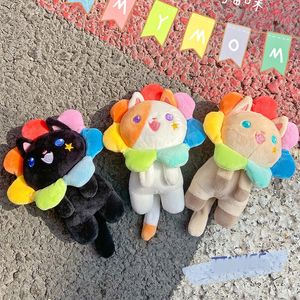 Nouveau couvre-chef de tournesol en peluche chat pendentif créatif porte-clés en peluche doux poupée machine fashione doux cadeau d'anniversaire