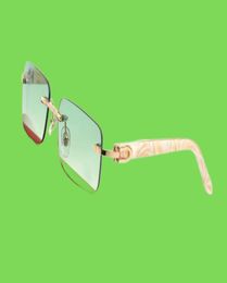 Nieuwe zonnebril Classic White Buffalo Horn Glazen Merken Ontwerp UV400 Eyeear Metal Gold Wood Frame brillen Dames Mens Blk Brown Lens395994444
