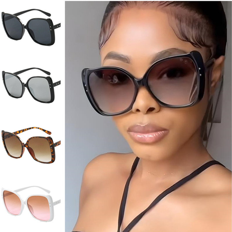 Nowe okulary przeciwsłoneczne kobiety Motylowe okulary przeciwsłoneczne Adumbral Retro Anty-UV Spectacles Oversize Ramka Okulasy ryżowe paznokcie ozdobne ozdobne