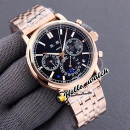 Nuovo calendario perpetuo super complesso 5204 1R-001 Orologio automatico da uomo fasi lunari quadrante nero bracciale in acciaio oro rosa Orologi Hello310r