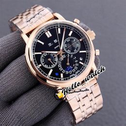 Nieuwe supercomplexe eeuwigdurende kalender 5204 1R-001 automatisch herenhorloge maanfase zwarte wijzerplaat roségouden stalen armband horloges Hello285R