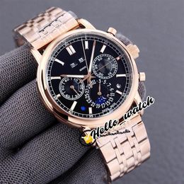 Nieuwe supercomplexe eeuwigdurende kalender 5204 1R-001 automatisch herenhorloge maanfase zwarte wijzerplaat roségouden stalen armbandhorloges Hello300y