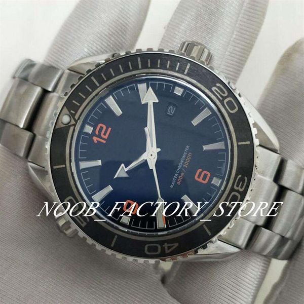 New Super Factory Automatic Cal 8900 Watch Black Ceramic Calendar Ocean Watches Full Steel 45MM 007 Dive 600m Planet Luminous Wris232w