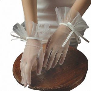 NIEUWE SUPER Fairy Bruid Handschoenen Mooie en eenvoudige Pengpeng garen Wit garen Bowknot Stu Photography Hand Assoressions M9KL#