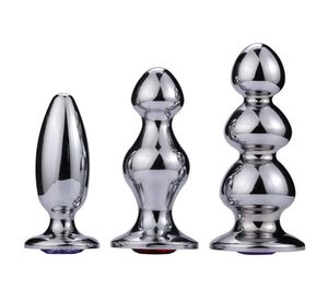 Nouvelle taille super grande taille en aluminium en aluminium bijou cristal anal perles de boule à bout de bouche insert sm sexe jouet et femmes produits pour adultes y9054320