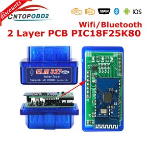 Nouveau Super Mini ELM327 Bluetooth V1.5 avec Double Pic18f25k80 WIFI ELM 327 V1.5 OBD2 Scanner outil de diagnostic universel Android IOS