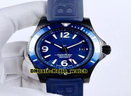 Nouveau super océan Date PVD Black Steel Case M17368D71C1S1 Blue Dial Mens Automatic Mens Watch Rubber Strap Gents High Quality Gents Hel8289436