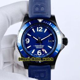 Nieuwe Super Ocean Date PVD zwarte stalen kast M17368D71C1S1 blauwe wijzerplaat automatisch herenhorloge rubberen band hoge kwaliteit herenhorloges Hel2464