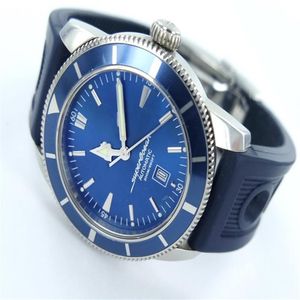 Nieuwe Superocean Heritage 46mm A17320 Blauwe Wijzerplaat Heren Mechanische Automatische Horloge Rubber Heren Sport Horloges235d