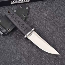 Couteau droit de survie de qualité supérieure 8Cr13Mov Satin Drop Point Blade Nylon Plus Poignée en fibre de verre Couteaux à lames fixes avec Kydex