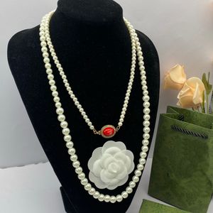 Nieuwe Trui Ketting Luxe sieraden Bruiloft Kettingen Paren Gift Dubbele Letter Trui Ketting Lange Ketting Met Geschenkdoos Verjaardagsfeestje Valentijnsdag Geschenken