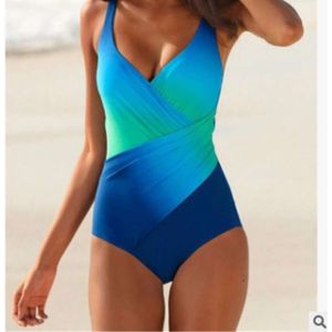 Nieuwe zwempak Bikini regenboog gradiënt dikke vrouw plus size dames jumpsuit bikini
