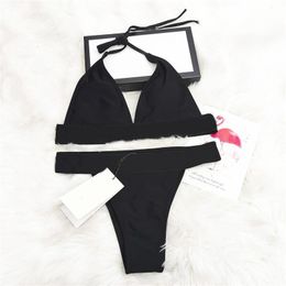 Nuevo traje de baño Bikini Set Mujer Moda Pad Traje de baño Negro con oro Envío rápido Trajes de baño Sexy pad tags