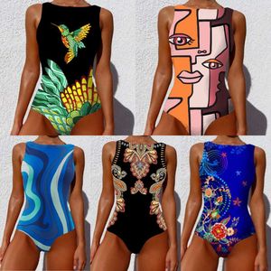 Nouveau maillot de bain un bikini bikini personnalisé de maillot de bain imprimé pour femmes sans manches