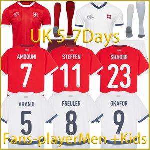 Nieuwe Zwitserland voetbaltruien 2024 Euro Cup Zwitsers nationaal team Home Red Suisse Elvedi Akanji Zakaria Sow Rieder Embolo Shaqiri Home Away Football Shirts