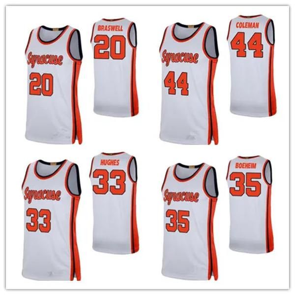 Nuevas camisetas de baloncesto de Syracuse 33 Elijah Hughes Buddy Boeheim Derrick Coleman Marek Dolez NCAA Jersey naranja blanco bordado Ed