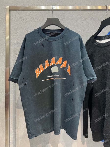 Nouveau t-shirt jacquard lettre pull tricoté en automne hiver 2022 Machine à tricoter jacquard personnalisé agrandi détail ras du cou coton Sweat