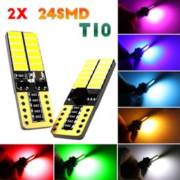 Nieuwe T10 4014 24SMD Auto LED-lamp Canbus Interieur Lichtkoepels 194 168 Amber Groen Rood Ijsblauw Roze Kofferbaklamp 12V DC 4.8W 6000k Wit