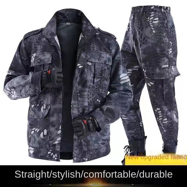 Costume de Camouflage tactique à motif Python noir, vêtements de travail résistants à l'usure pour homme, pour manger du poulet, printemps et automne, vêtements d'extérieur, nouvelle collection